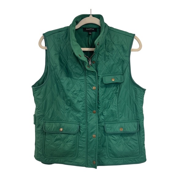 Talbots Jackets & Blazers - Talbots Womens Green Quilted Fleece Lined Puffer Vest Size L VN300 Zip & Snap